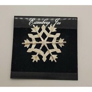 Vintage New silver tone Eisenberg Ice Holiday Christmas Snowflake Brooch  Pin